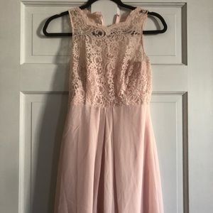 Light pink with lace bridesmaids dress